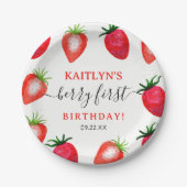 Sweet Strawberry Berry First 1st Birthday Pappteller (Vorderseite)