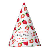 Sweet Strawberry Berry First 1st Birthday Partyhütchen (Vorderseite)