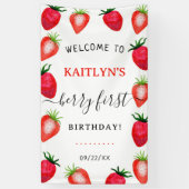 Sweet Strawberry Berry First 1st Birthday Welcome Banner (Vertikal)