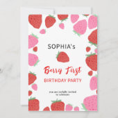 Sweet Strawberry Birthday Einladung (Vorderseite)