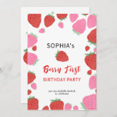 Sweet Strawberry Birthday Einladung (Vorne/Hinten)