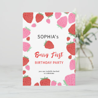 Sweet Strawberry Birthday Einladung