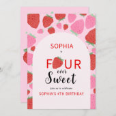 Sweet Strawberry Birthday Einladung (Vorne/Hinten)