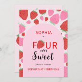 Sweet Strawberry Birthday Einladung (Vorne/Hinten)