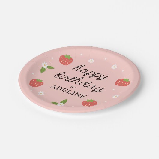 Sweet Strawberry Birthday Party Pappteller (Schrägansicht)