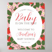 Sweet Strawberry Floral Girl Baby Dusche Willkomme Poster (Vorne)