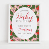 Sweet Strawberry Floral Girl Baby Dusche Willkomme Poster