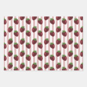 Sweet Strawberry Gingham Liebe Wrapping Paper Shee Geschenkpapier Set (Vorderseite)