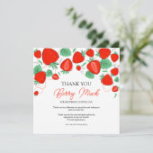 Sweet Strawberry Girl Babydusche Dankeskarte (Stehend Vorderseite)