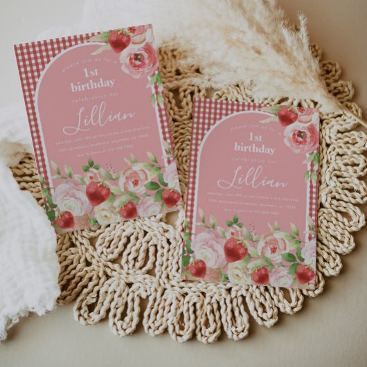 Sweet Strawberry Girl's Birthday Einladung
