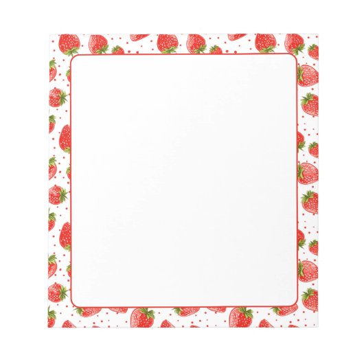 Sweet Strawberry Juicy Strawberries Border Notizblock (Vorderseite)