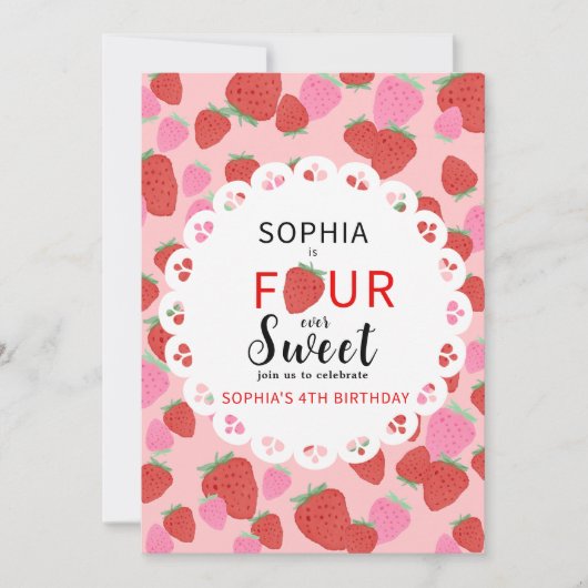 Sweet Strawberry Lace Einladung (Vorderseite)