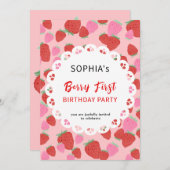 Sweet Strawberry Lace Einladung (Vorne/Hinten)