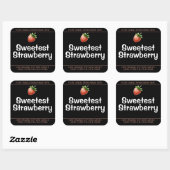 Sweet Strawberry Niedlich Symbol Candles Labels Bl Quadratischer Aufkleber (Blatt)