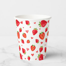 Sweet Strawberry Pattern Wasserfarbe Liebe Pappbecher
