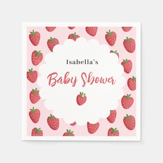 Sweet Strawberry Personalized Baby Shower Serviette (Vorderseite)