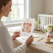 Sweet Strawberry Photo Card First Birthday Einladung