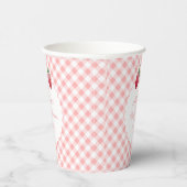 Sweet Strawberry Pink Gingham Picnic Baby Dusche Pappbecher (Rechts)