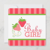 Sweet Strawberry Pink und Green Baby Dusche Einladung (Vorderseite)