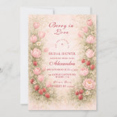 Sweet Strawberry Romance Bridal Shower Einladung (Vorderseite)