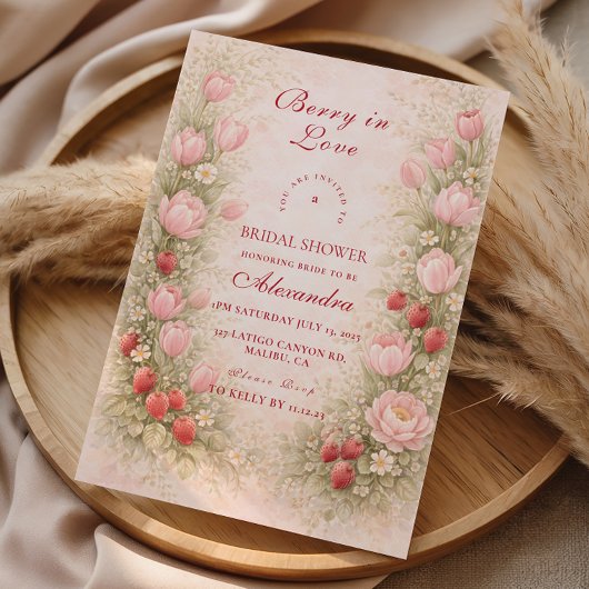 Sweet Strawberry Romance Bridal Shower Einladung