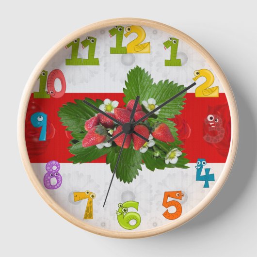 Sweet Strawberry Round Clock Uhr (Vorderseite)