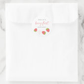 Sweet Strawberry Script Berry First Birthday Runder Aufkleber (Tasche)