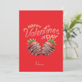 Sweet Strawberry Valentine's Day Personalized  Einladung (Stehend Vorderseite)