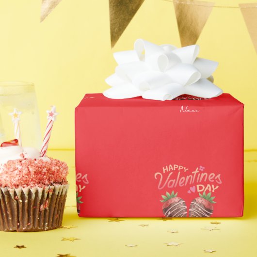 Sweet Strawberry Valentine's Day Personalized Geschenkpapier (Geburtstagsparty)