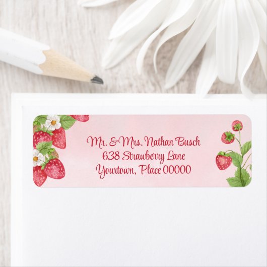 Sweet Strawberry Watercolor Babydusche Anschrift (Insitu)