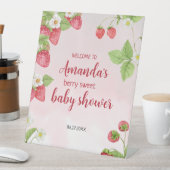 Sweet Strawberry Watercolor Babydusche Sockelschild (In Situ)