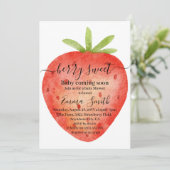 Sweet Strawberry Watercolor Kinderdusche Einladung (Stehend Vorderseite)