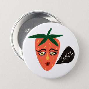Sweet Strawberry Whimsical Button