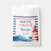 Sweet Striped Blue Red Nautical Ahoy Boy  Geschenktütchen (Vorderseite)