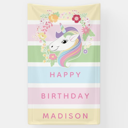 Sweet Stripes Unicorn Blumengeburt Banner (Vertikal)