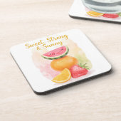 Sweet, Strong & Sunny - Aquarellfrucht Getränkeuntersetzer (Linke Seite)