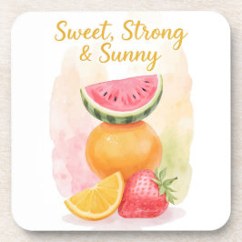 Sweet, Strong & Sunny - Aquarellfrucht Getränkeuntersetzer