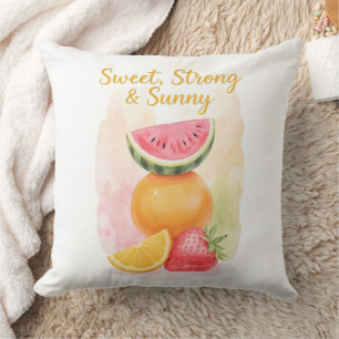Sweet, Strong & Sunny - Aquarellfrucht Kissen