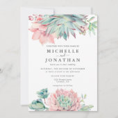 Sweet Succulent Pink Green Wedding Einladung (Vorderseite)
