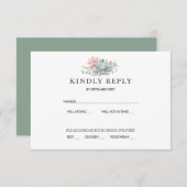 Sweet Succulent Pink Green Wedding RSVP Einladung (Vorne/Hinten)