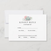 Sweet Succulent Pink Green Wedding RSVP Einladung (Vorderseite)
