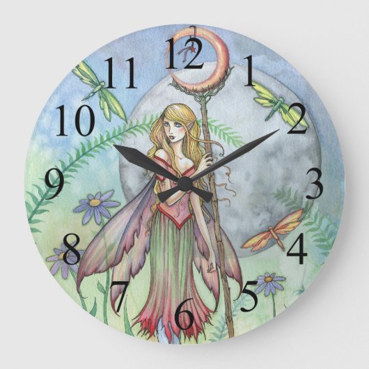 Sweet Summer Blume Mairy Wall Clock Große Wanduhr (Vorderseite)