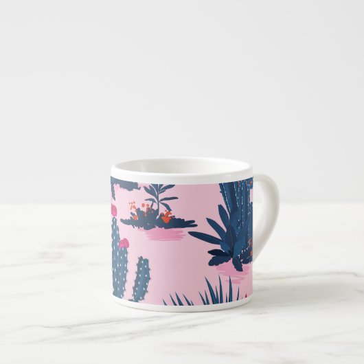 Sweet Summer Cactus Blooming Pattern Espressotasse (Vorderseite Rechts)