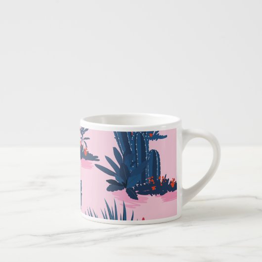 Sweet Summer Cactus Blooming Pattern Espressotasse (Rechts)