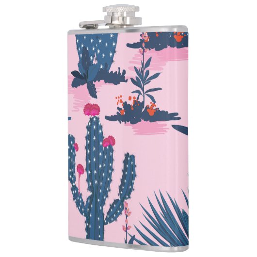 Sweet Summer Cactus Blooming Pattern Flachmann (Links)