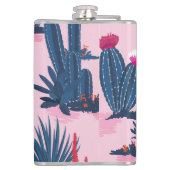 Sweet Summer Cactus Blooming Pattern Flachmann (Rückseite)