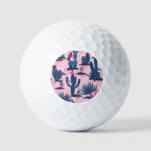 Sweet Summer Cactus Blooming Pattern Golfball (Vorderseite)