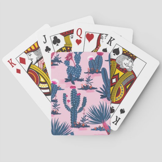 Sweet Summer Cactus Blooming Pattern Spielkarten (Rückseite)