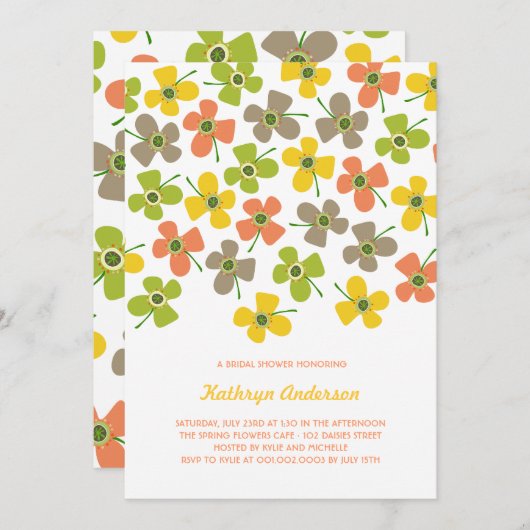 Sweet Summer Daisies Chic Fun Brautparty Party Einladung (Vorne/Hinten)