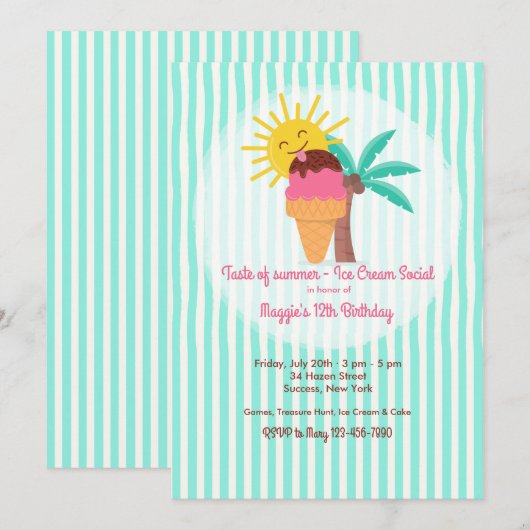 Sweet Summer Einladung (Vorne/Hinten)